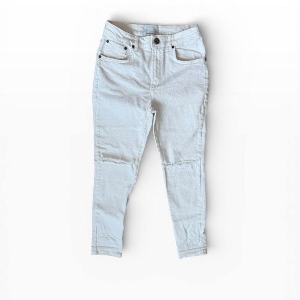 One Teaspoon Super High Rise stretch White Cropped Pants
